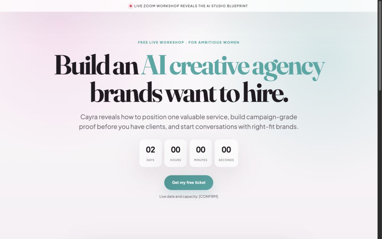 Webinar registration page preview